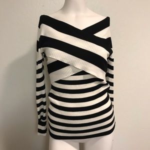 NWOT Off the Shoulder Striped Long-sleeve Sweater